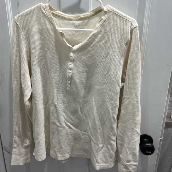 LL Bean Waffle Knit Henley - Picture 2 of 2